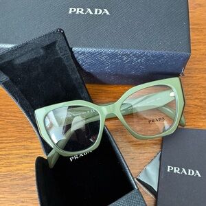 Prada Moss Green with Black Trim Eyeglass Frames